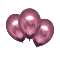 Latexballonger 6-pack Ø30 cm – krom- / metallicfärgade mauve
