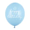 Latexballonger 6-pack Ø30 cm – ljusblåa med texten Happy birthday