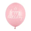 Latexballonger 6-pack Ø30 cm – rosa med texten Happy birthday