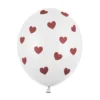 Latexballonger 6-pack Ø30 cm – vita med röda hjärtan, fint till alla hjärtans dag!