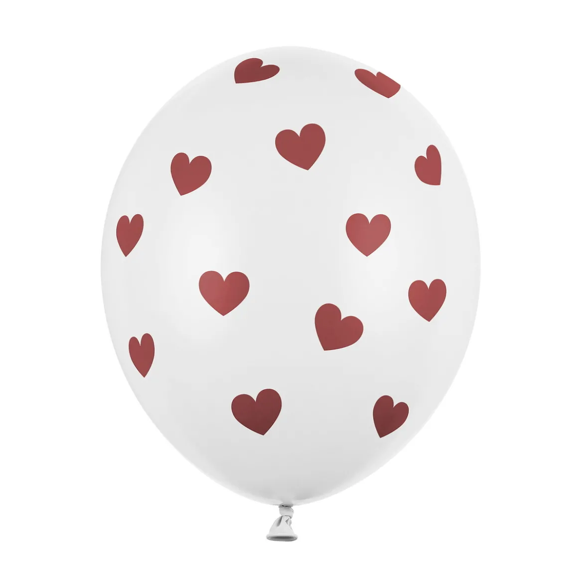 Latexballonger 6-pack Ø30 cm – vita med röda hjärtan, fint till alla hjärtans dag!