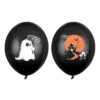 Latexballonger, svarta ballonger till halloween med spöke & spökhus 6-pack, Ø30 cm