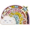 180 lekfulla träpärlor & smyckestråd i en vacker regnbåge av trä