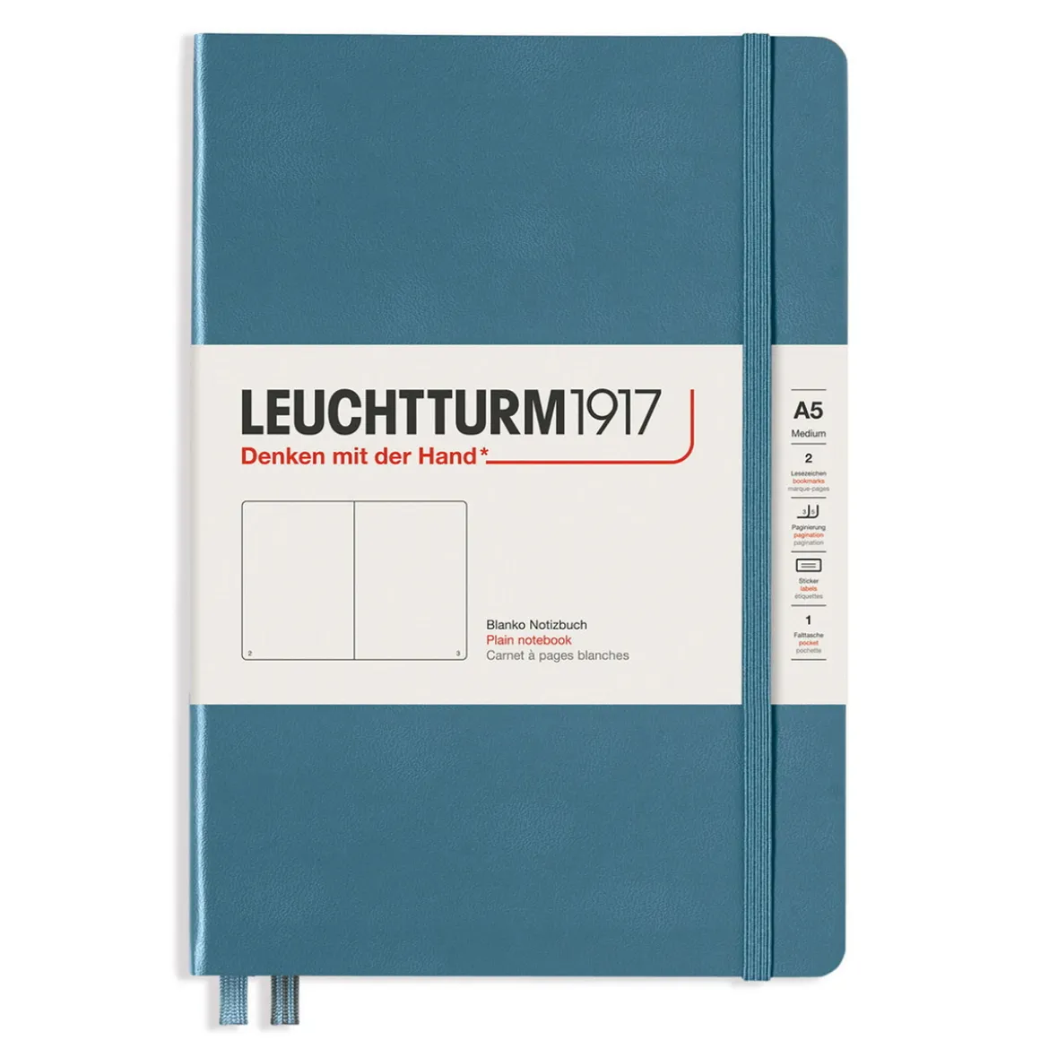 Leuchtturm1917 Notebook A5 Plain Stone Blue – Hardcover
