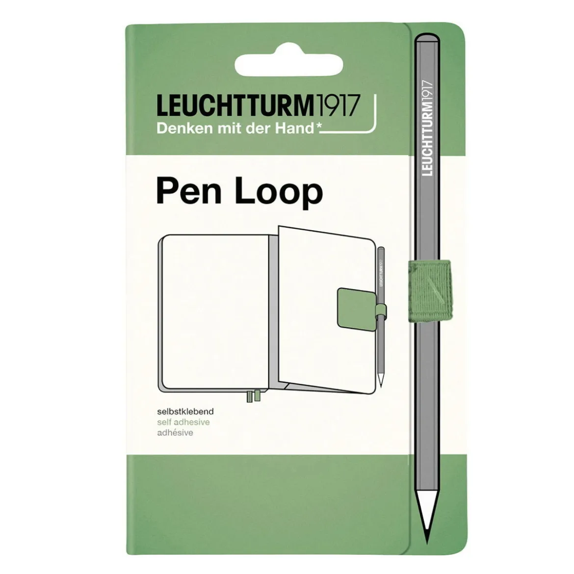 Leuchtturm1917 Pen Loop – grågrön självhäftande pennhållare till anteckningsböcker