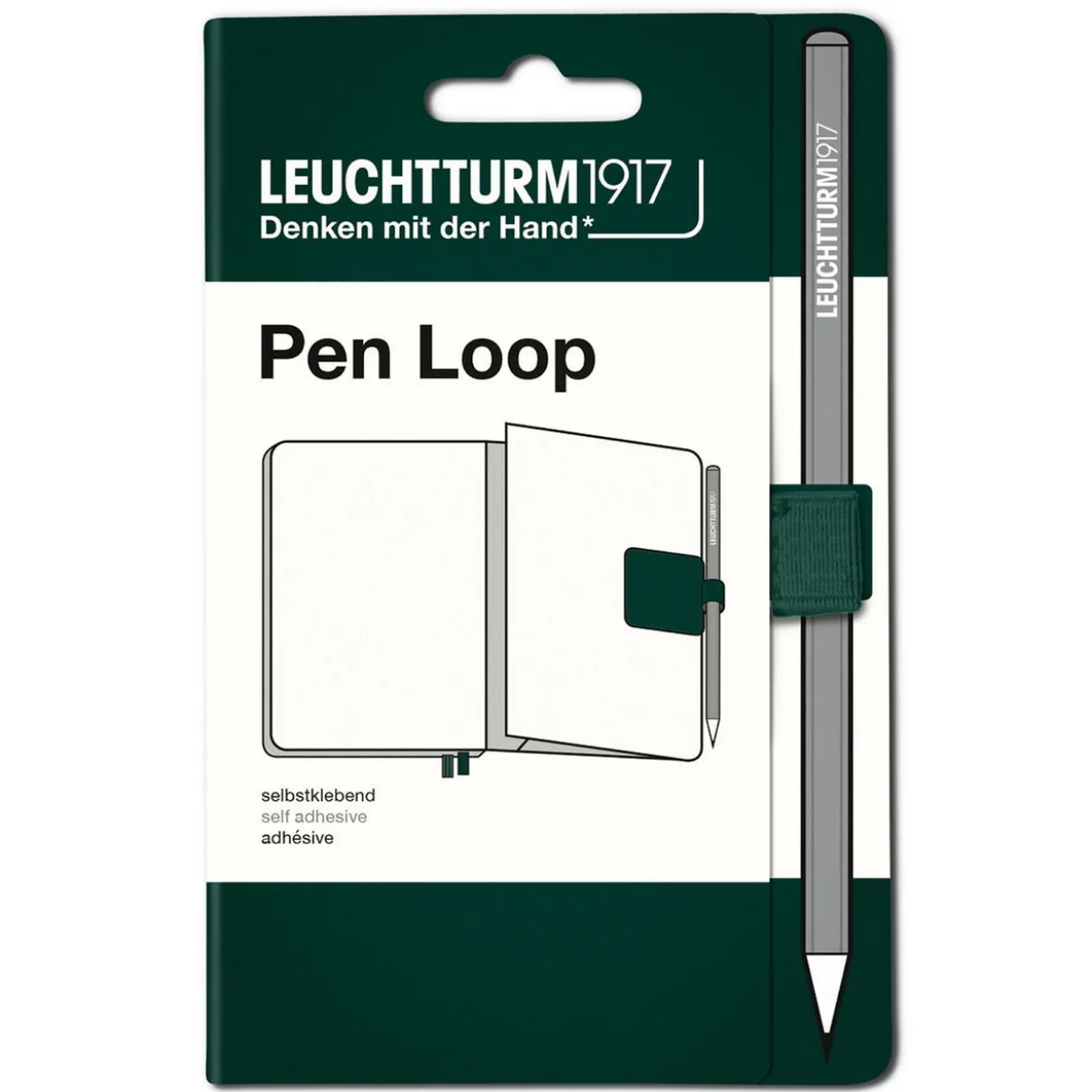 Leuchtturm1917 Pen Loop – skogsgrön självhäftande pennhållare till anteckningsböcker