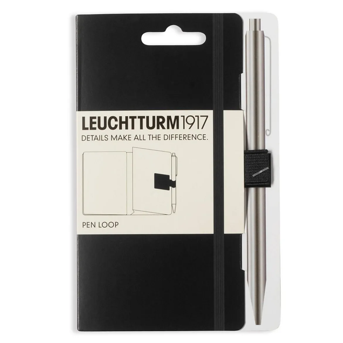 Leuchtturm1917 Pen Loop – svart självhäftande pennhållare till anteckningsböcker