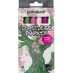 Limitless Marker S Japanese Spring, set med 6 akrylpennor – Fin spets Ø1 mm