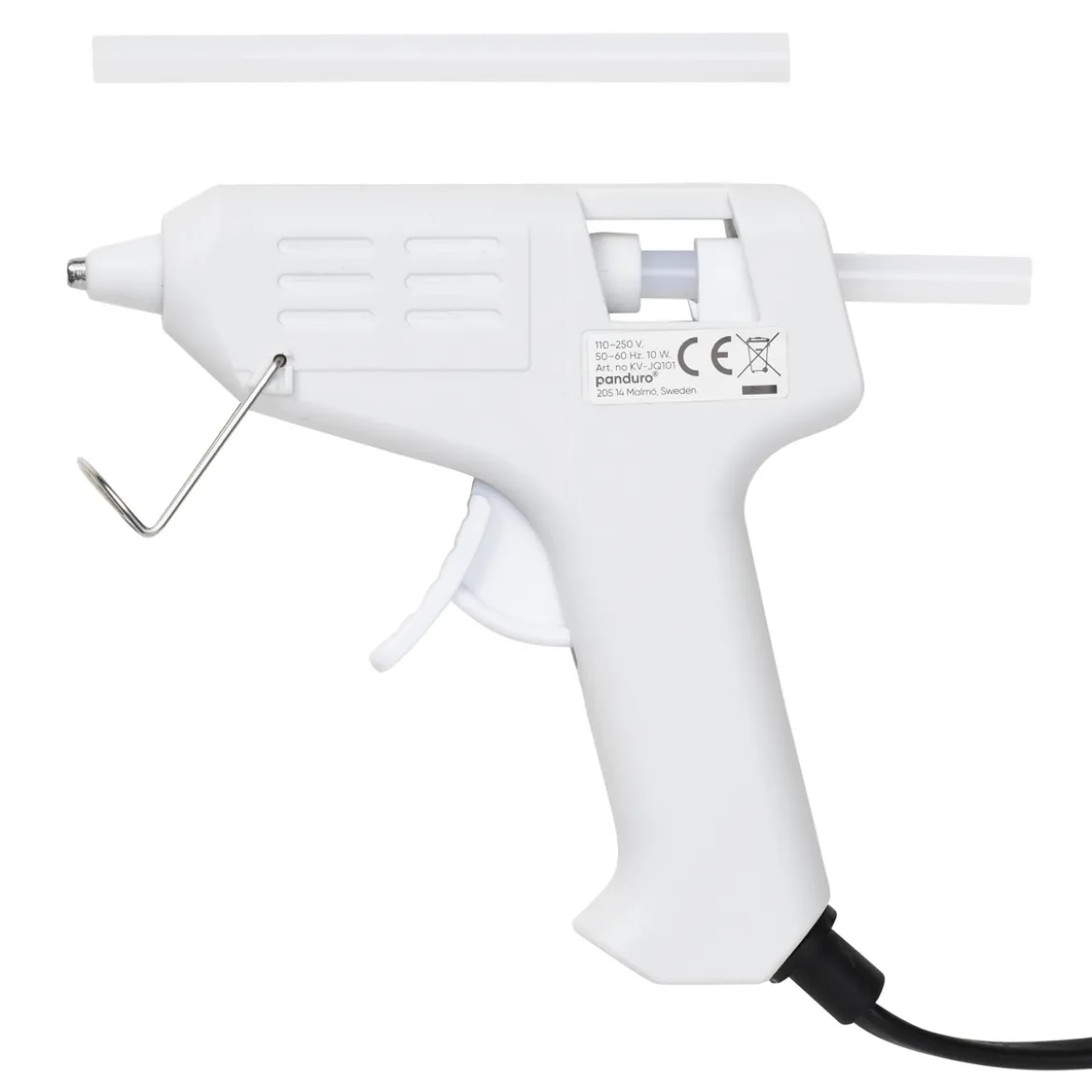 Limpistol Mini 7 mm vit, 10W, 175 cm sladdlängd. 2 limstavar medföljer