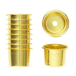 Ljushylsor, mässingsfärgade. Ø23 mm, H.20 mm (antikljus), tillverkade av aluminium