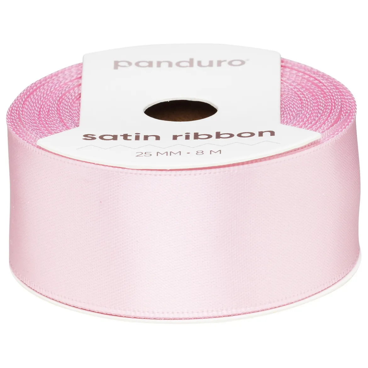 Ljusrosa satinband – 25 mm brett och 8 meter långt