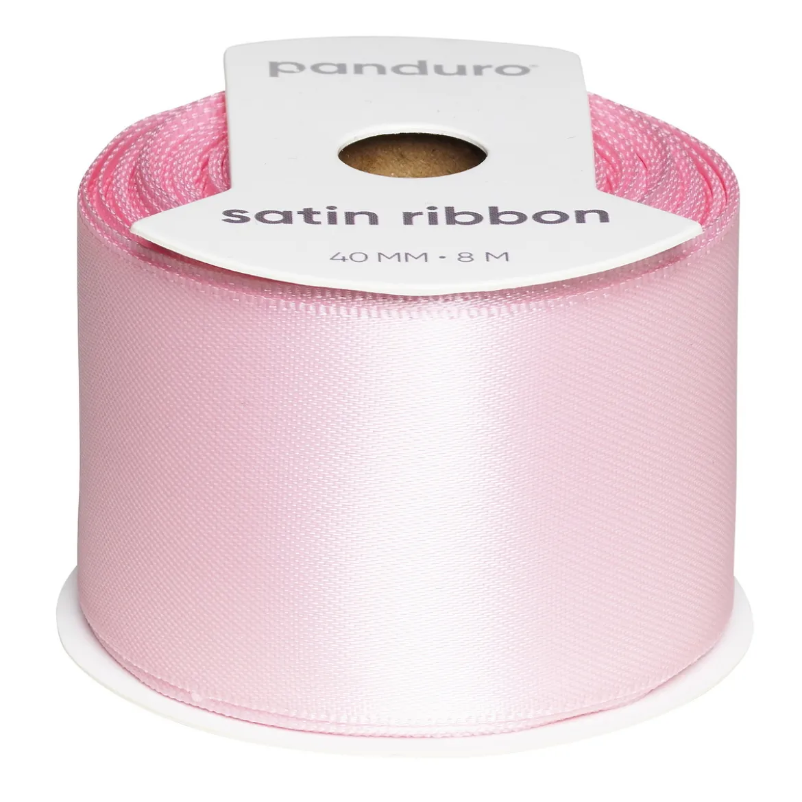 Ljusrosa satinband – 40 mm brett och 8 meter långt