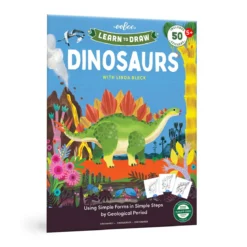 Lär dig teckna dinosaurier – lärorik målarbok med 50 stickers