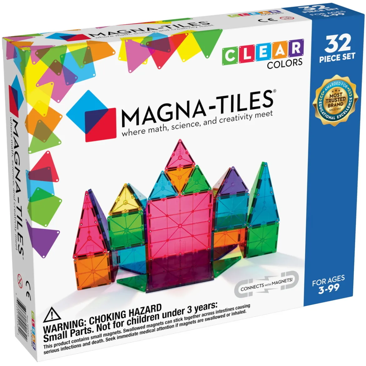 Magna-tiles 32 st – innovativa, färgglada och transparenta byggklossar med inbyggda magneter