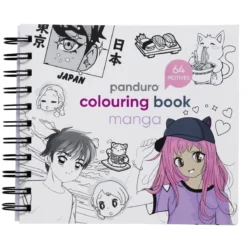 Manga målarbok – 15×15 cm, 64 enkelsidigt tryckta ark, 120 g/m²