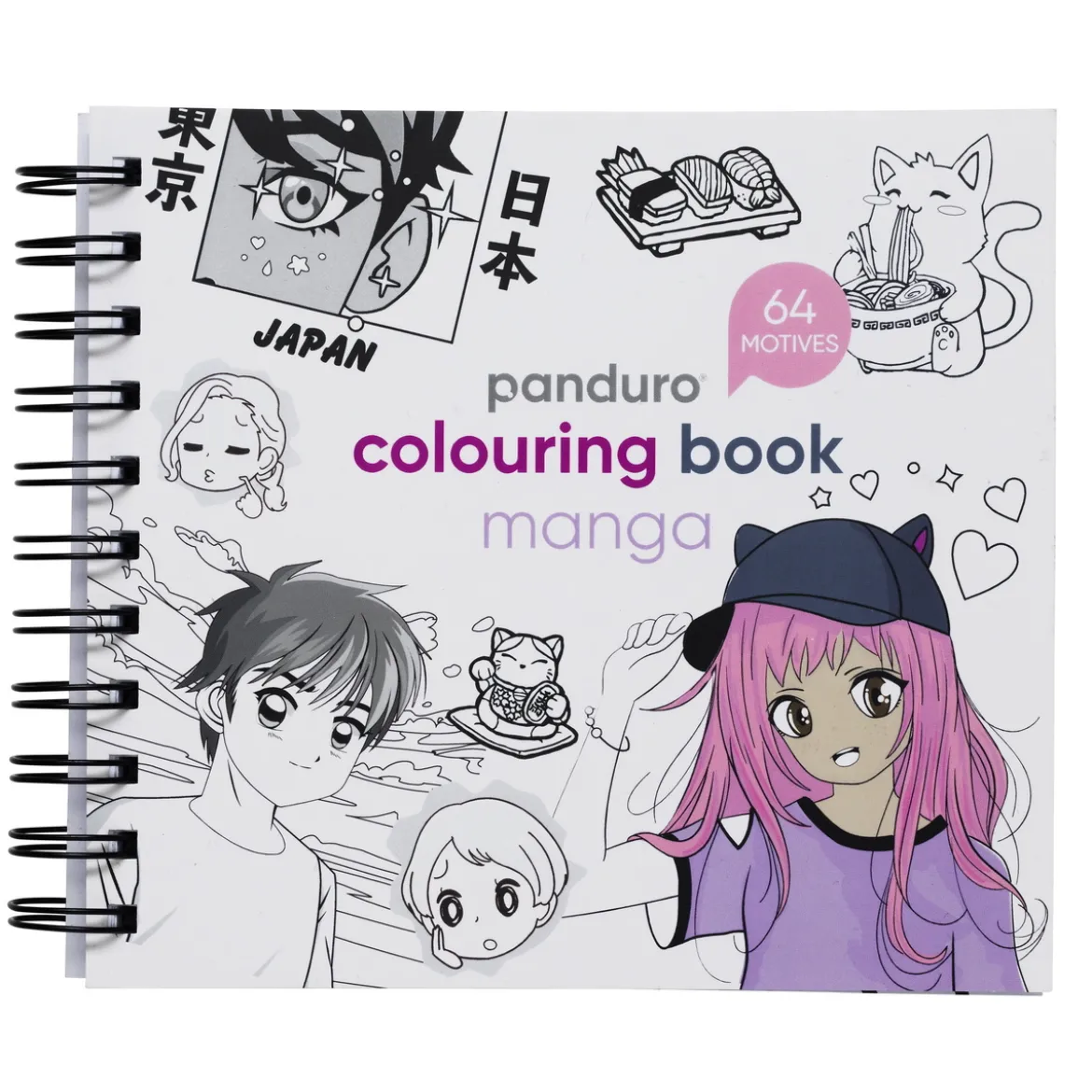 Manga målarbok – 15×15 cm, 64 enkelsidigt tryckta ark, 120 g/m²