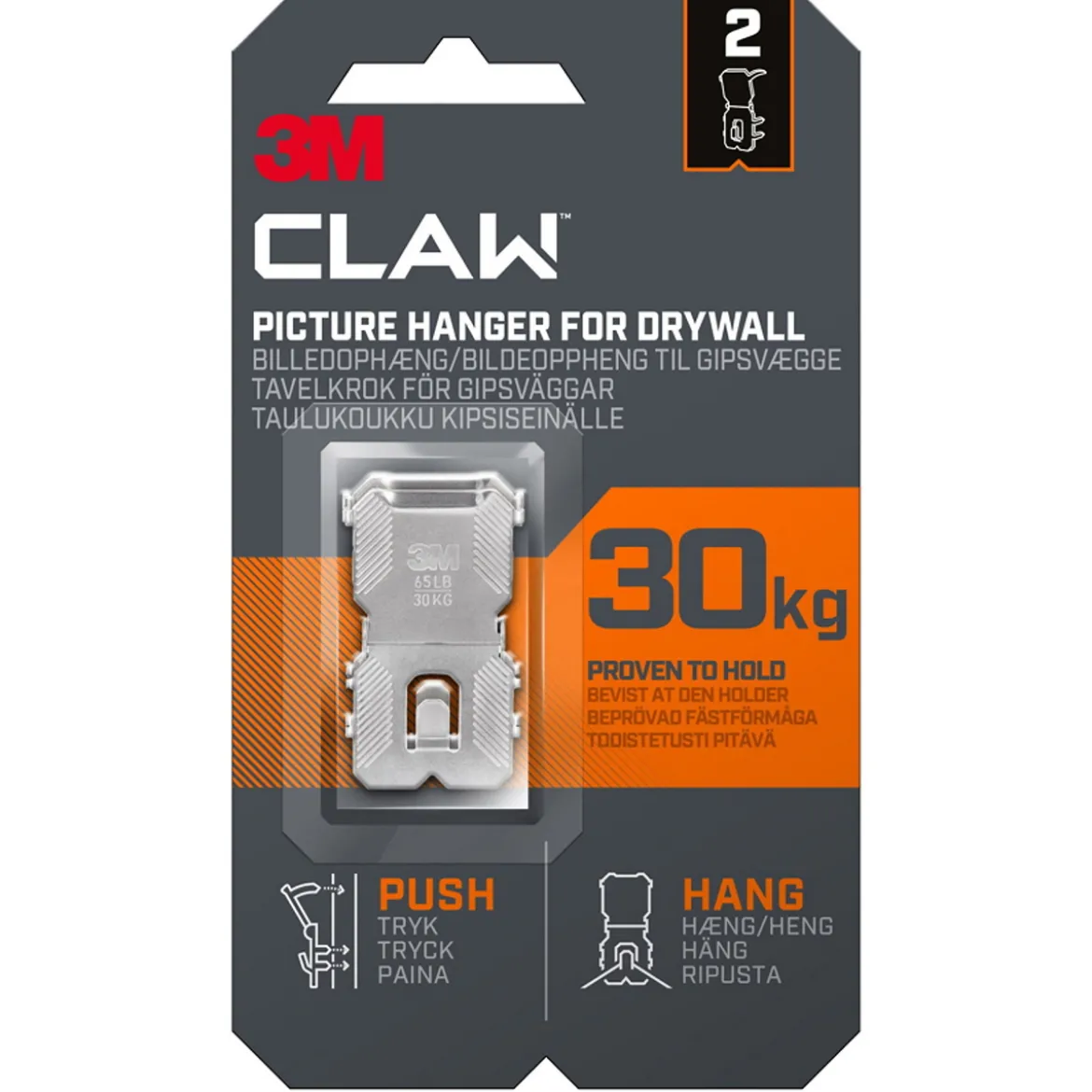 3M Claw tavelkrok med 30 kilos bärkraft, 2-pack