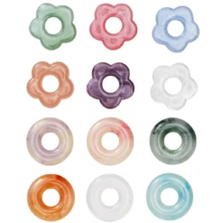 Mellandel blommor & donut 12 st. 6 av var. Ø20 mm, ej försedda med hål