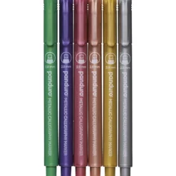 Metallicpennor med kalligrafispetsar 0,5–3 mm skrivbredd, 6-pack