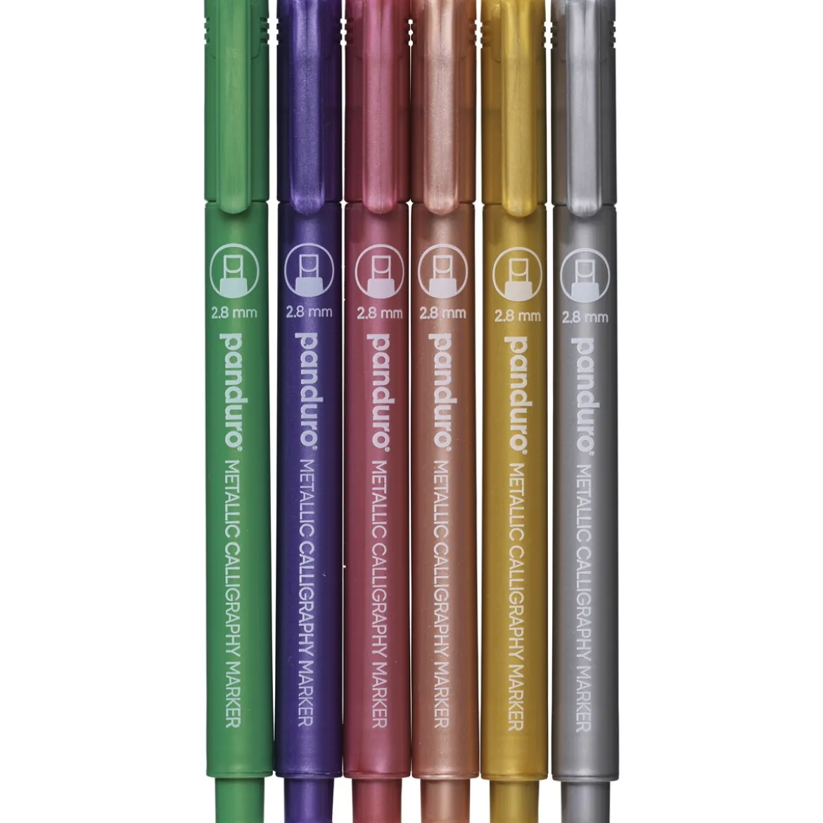 Metallicpennor med kalligrafispetsar 0,5–3 mm skrivbredd, 6-pack