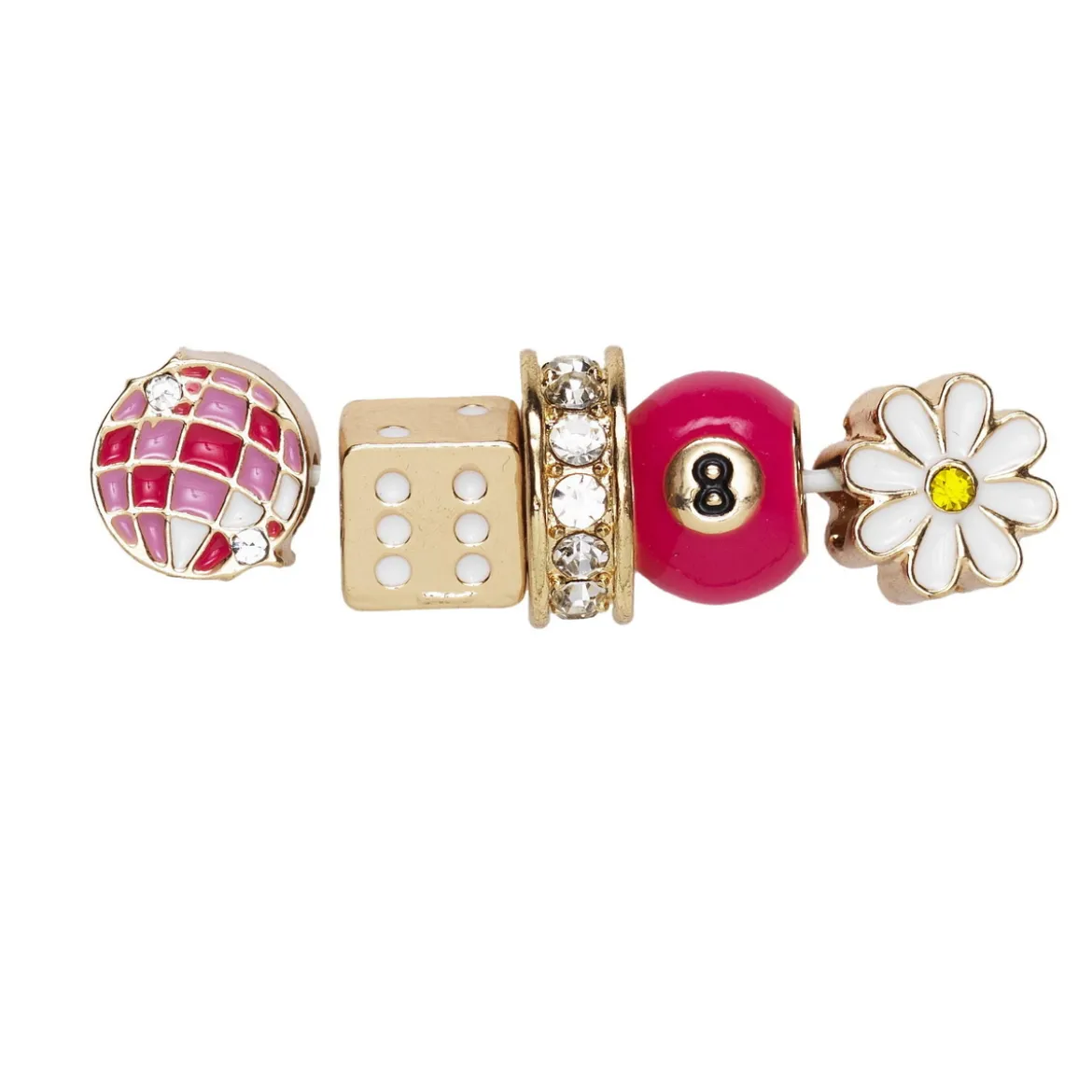 Metallpärlor för dekoration, 5 st. chunky pärlor i en söt mix! Ø10–12 mm, 4–7 mm tjocka