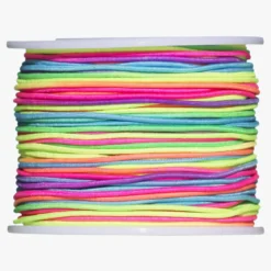 50 meter / Ø1 mm regnbågsfärgad elastisk & vävklädd smyckestråd