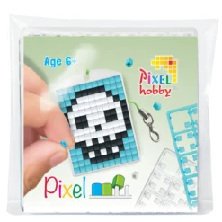 Mini-kit pixelhobby dödskalle – med nyckelring 30×40 mm & 3×144 pixlar