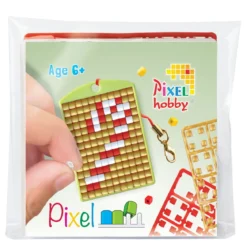 Mini-kit pixelhobby polkagris – med nyckelring 30×40 mm & 3×144 pixlar