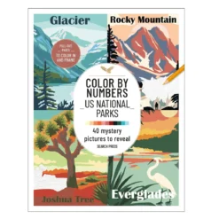 Målarbok Color by Numbers US National Parks, 40 motiv, 21,6×28 cm