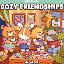 Målarbok Cozy Friendships by Belly Bean, färglägg 32 jättesöta motiv! 21,5×21,5 cm