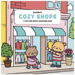 Målarbok Cozy Shops, lugna & söta motiv från butiker, 30 motiv, 20×20 cm