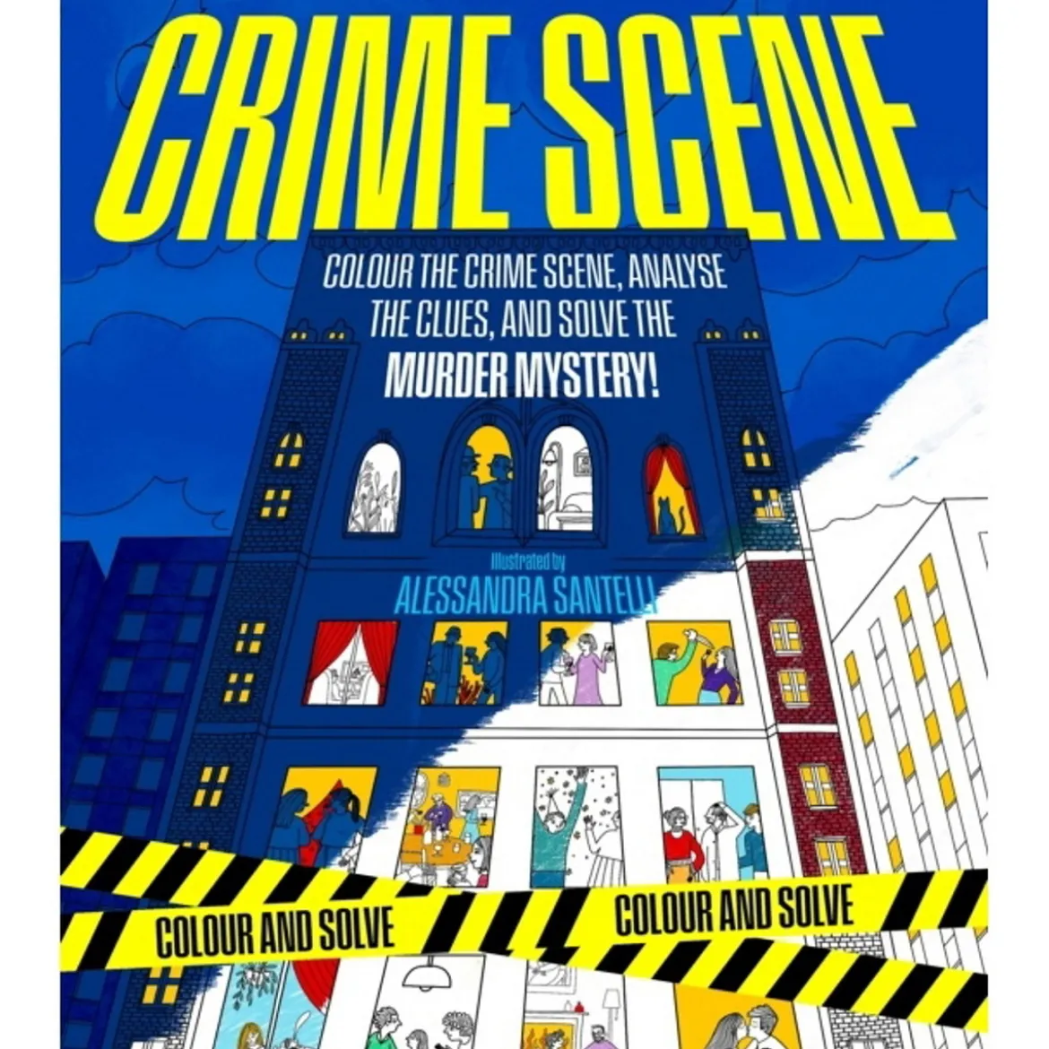 Målarbok Crime Scene, färglägg motiven & lös 35 brott! ENGELSK TEXT