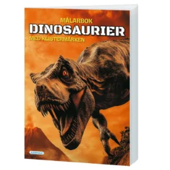 Målarbok Dinosaurier A4 (210×297 mm), 32 sidor + uppslag med klistermärken