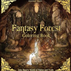 Målarbok Fantasy Forest Fairies & Troll, färglägg John Bauers värld! 25×25 cm, 40 sidor