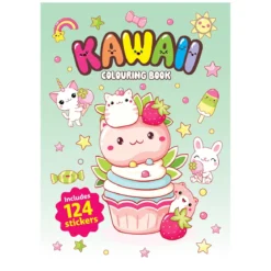Målarbok Kawaii 21×29,7 cm, 36 sidor med söta motiv! +124 stickers