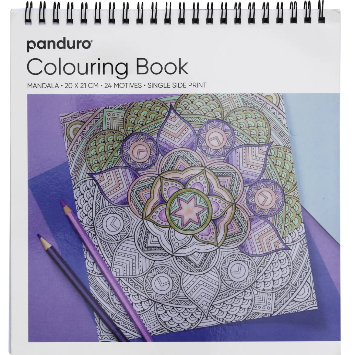 Målarbok Mandalor, spiralbunden, 20×21 cm, 24 motiv, 120 g/m²