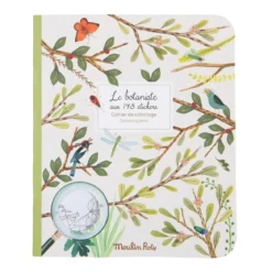 Målarbok Moulin Roty, 20 sidor med botaniska motiv + 148 stickers, 24×28 cm