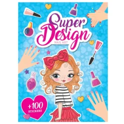 Målarbok Super Design – 21×28 cm, 24 motiv med naglar, händer och ansikten + 2 sidor med stickers