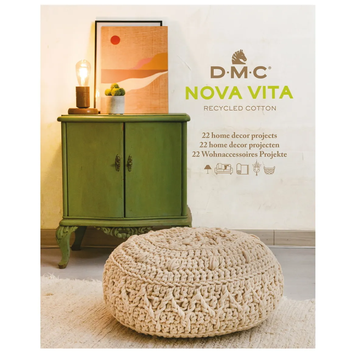 Mönsterbok DMC Nova Vita 12 – 22 projekt till hemmet. Svensk, dansk och finsk text.