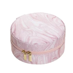 Mönstrat rosa smyckeskrin, Ø11,5 cm, höjd 5,5 cm.