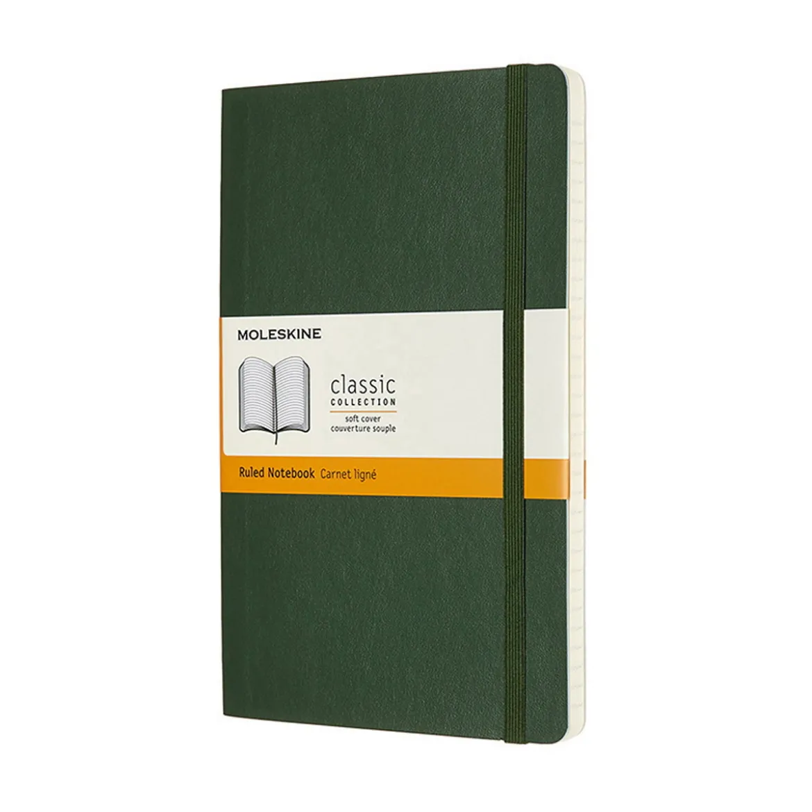 Moleskine Classic Notebook Large (13×21 cm), grön mjuk pärm – 240 linjerade sidor
