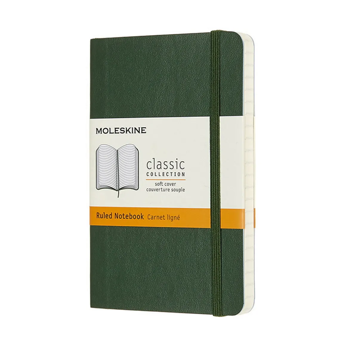 Moleskine Classic Notebook Pocket (9×14 cm), grön mjuk pärm – 192 linjerade sidor