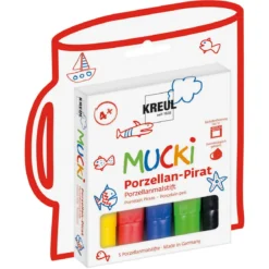 Mucki porslinspennor i roligt pirat-tema, 5-pack