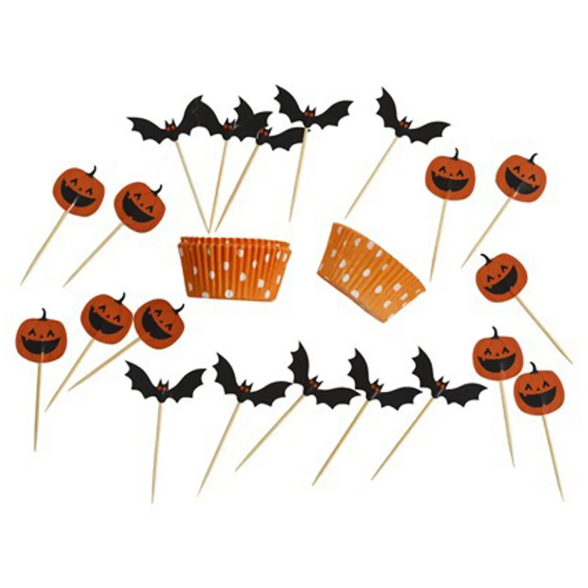 20 muffinsformar och 20 partypicks med halloween-motiv!