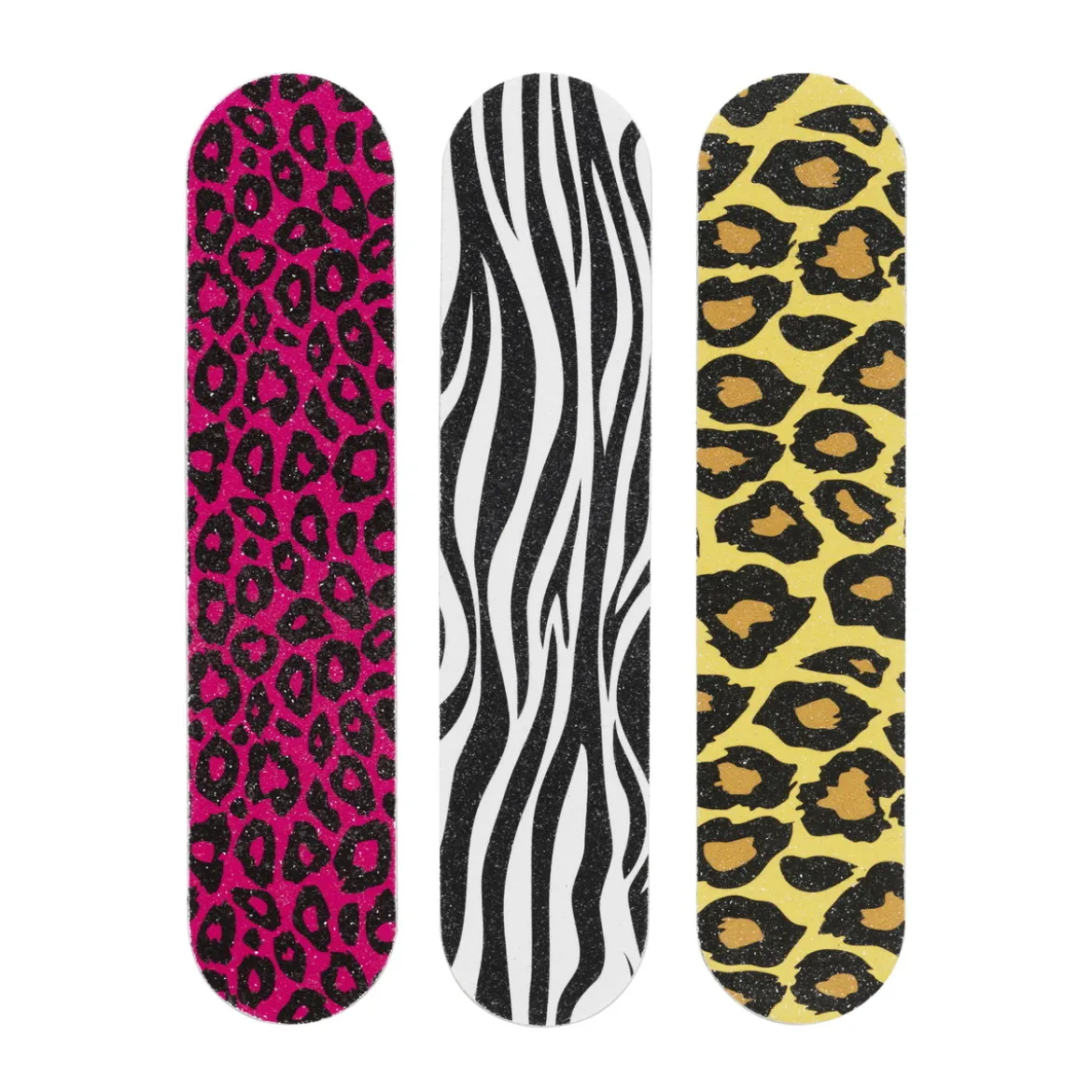 Nagelfil 3-pack i 3 olika färger med djurmönster