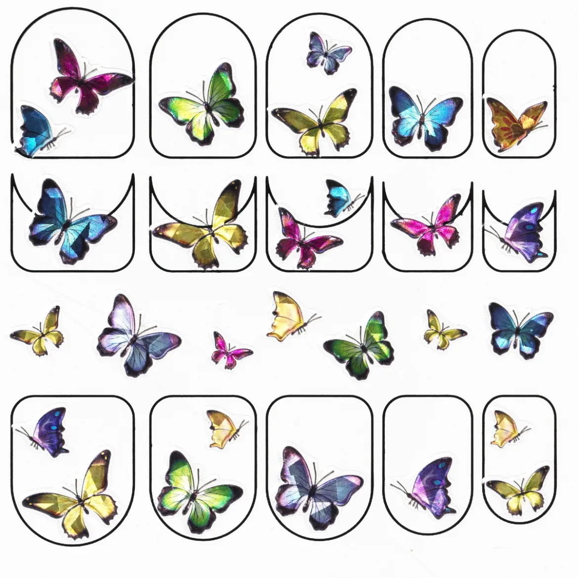 Nagelstickers butterfly – 28 nagelklistermärken med vackra fjärilar