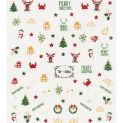 Nagelstickers jul & julmotiv och text. 1 ark nail stickers à 8,5×10 cm