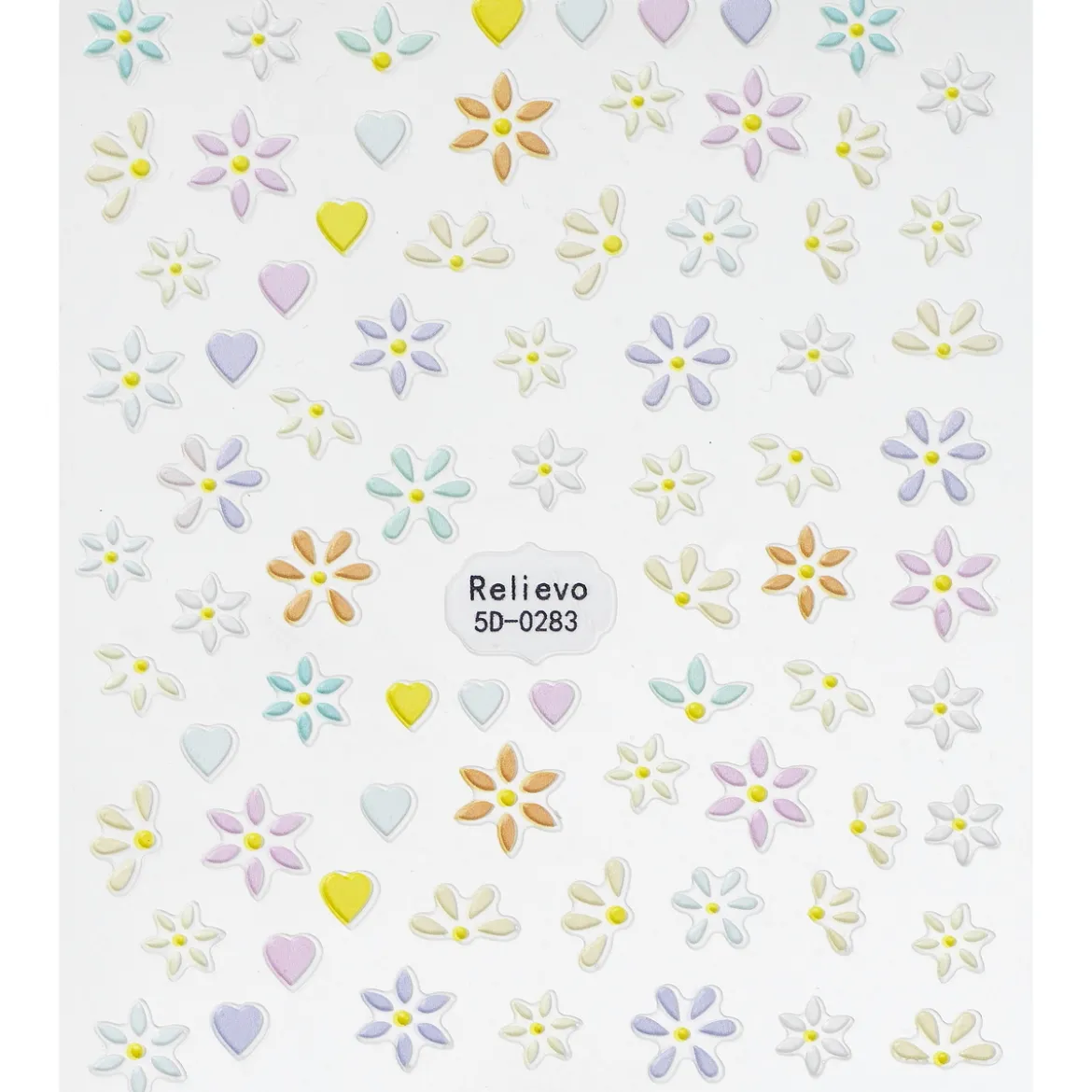 Nagelstickers pastellfärgade hjärtan & små blommor. 1 ark nail stickers à 8,5×10 cm