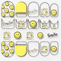 Nagelstickers smiley – 20 nagelklistermärken med smileys, text & små minipärlor