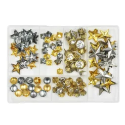 Nitar, dekornitar av guld- och silverfärgad metall i 6 olika varianter Ø7-20 mm, 60 st.